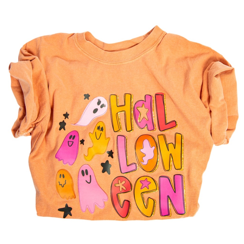 Halloween Ghost Costume T-Shirt - Orange and Pink